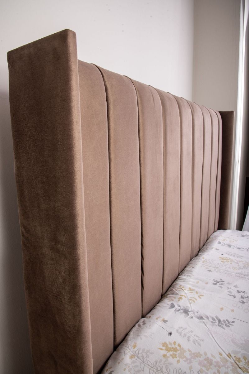 Oakwood Emma Panel Plush Velvet Upholstered Bed Frame