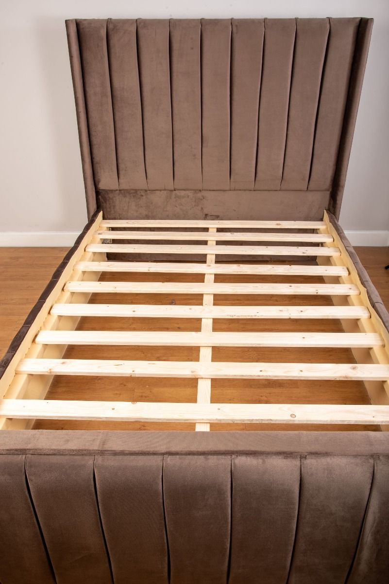 Oakwood Emma Panel Plush Velvet Upholstered Bed Frame