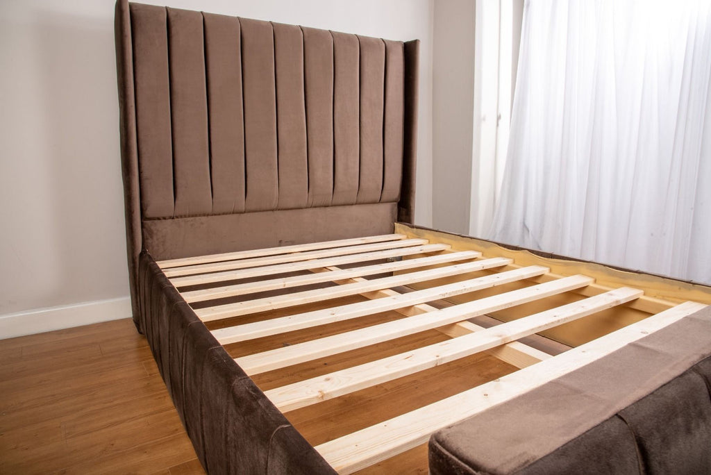 Oakwood Emma Panel Plush Velvet Upholstered Bed Frame