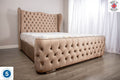 Oakwood Regal Chesterfield Velvet Fabric Upholstered Fabric Bed Frame