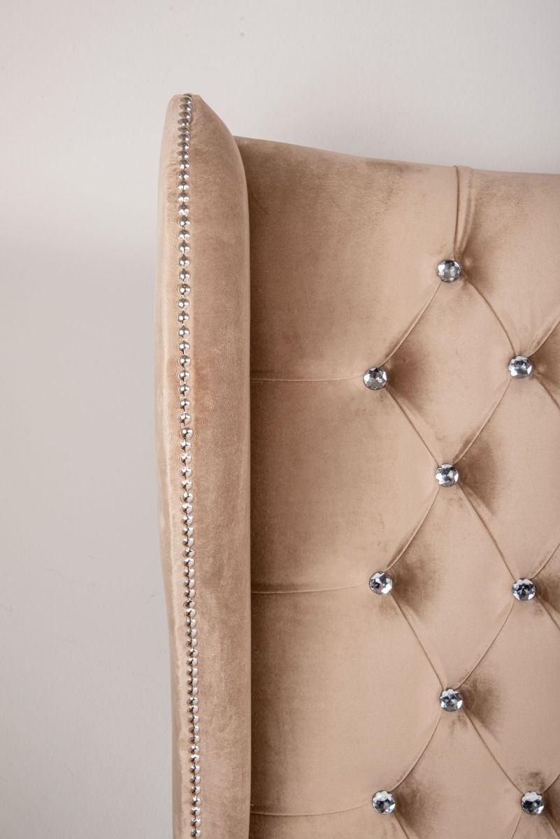 Oakwood Regal Chesterfield Velvet Fabric Upholstered Fabric Bed Frame