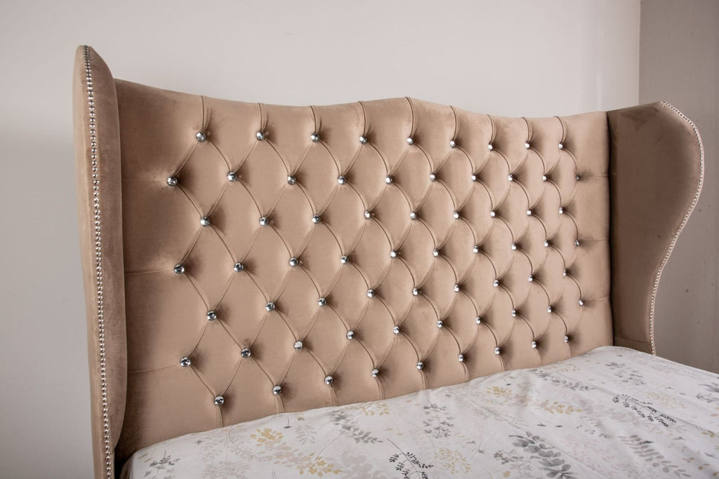 Oakwood Regal Chesterfield Velvet Fabric Upholstered Fabric Bed Frame