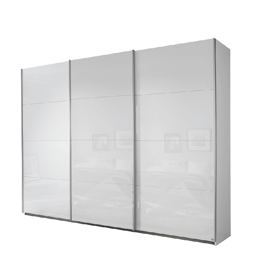 Oakwood Rauch Kulmbach White High Gloss & Mirror 3 Sliding Door Wardrobe 203CM Wide