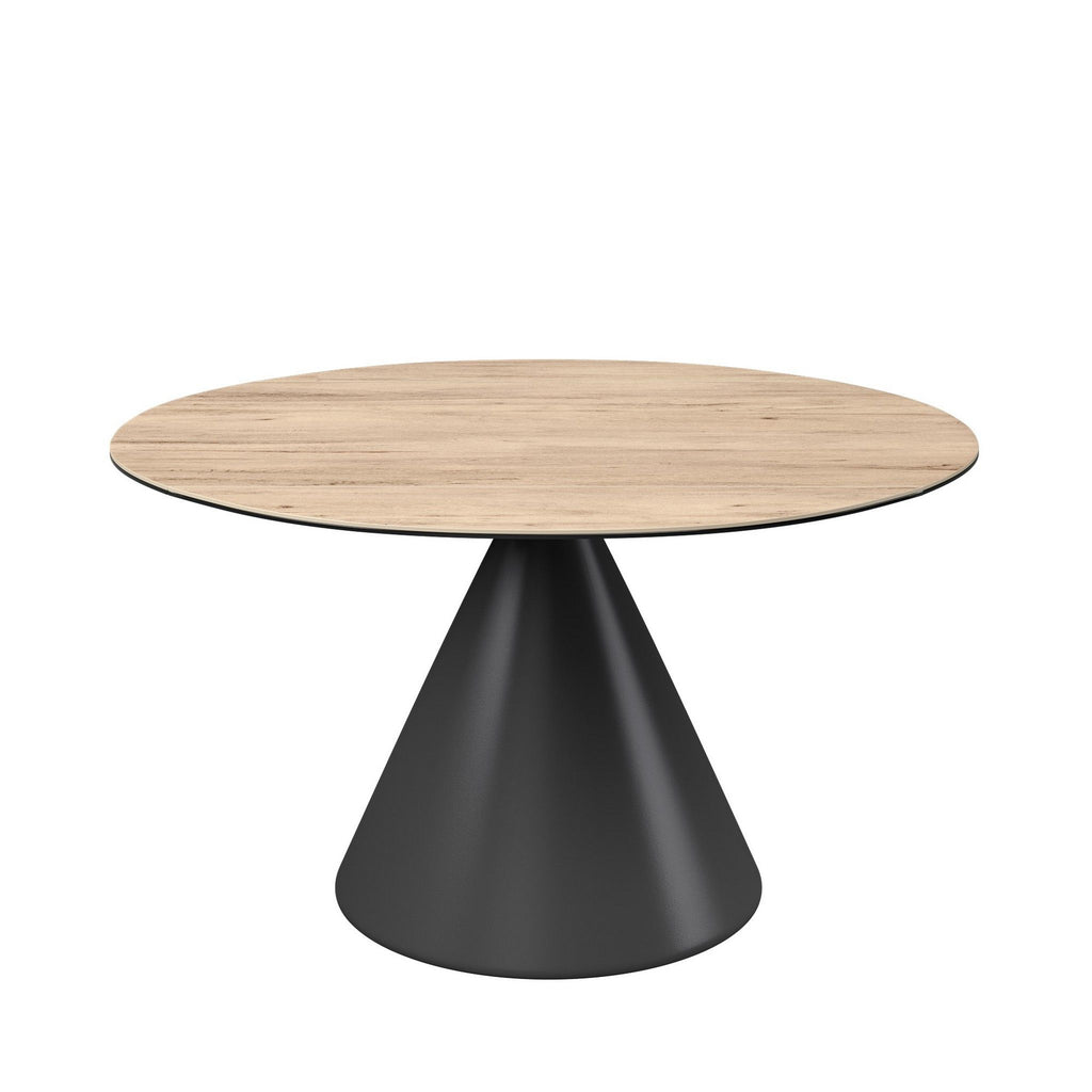 Oakwood Alessio Oak Effect Ceramic Extending Round Dining Table with 4 Lina Chairs