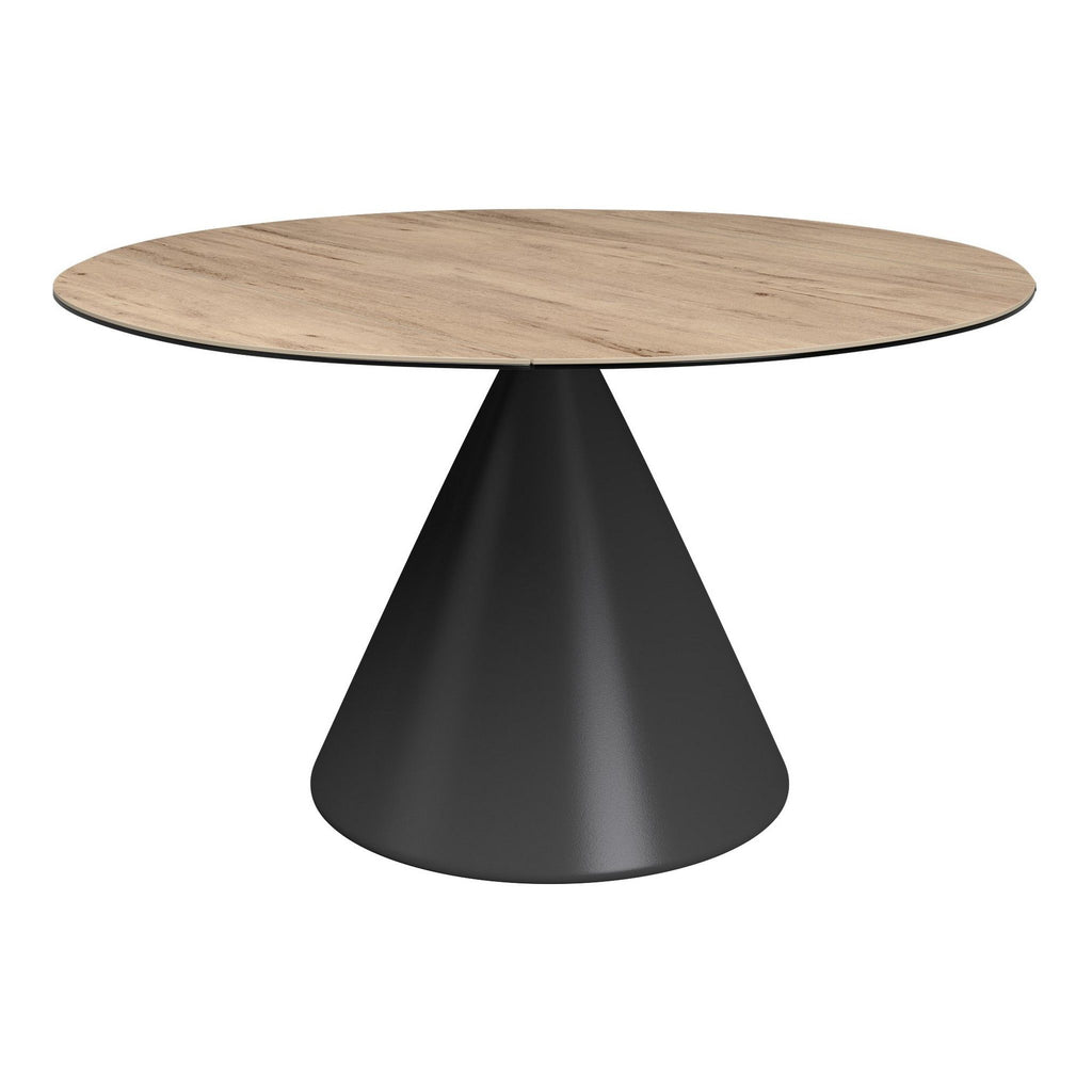 Oakwood Alessio Oak Effect Ceramic Extending Round Dining Table with 4 Lina Chairs