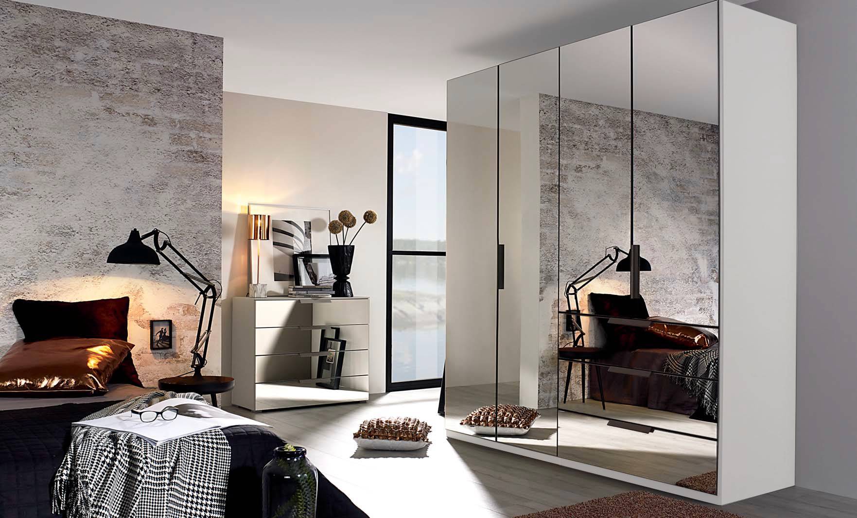 Oakwood Rauch Miramar Full Mirror Front 4 Hinged Door Combi Wardrobe