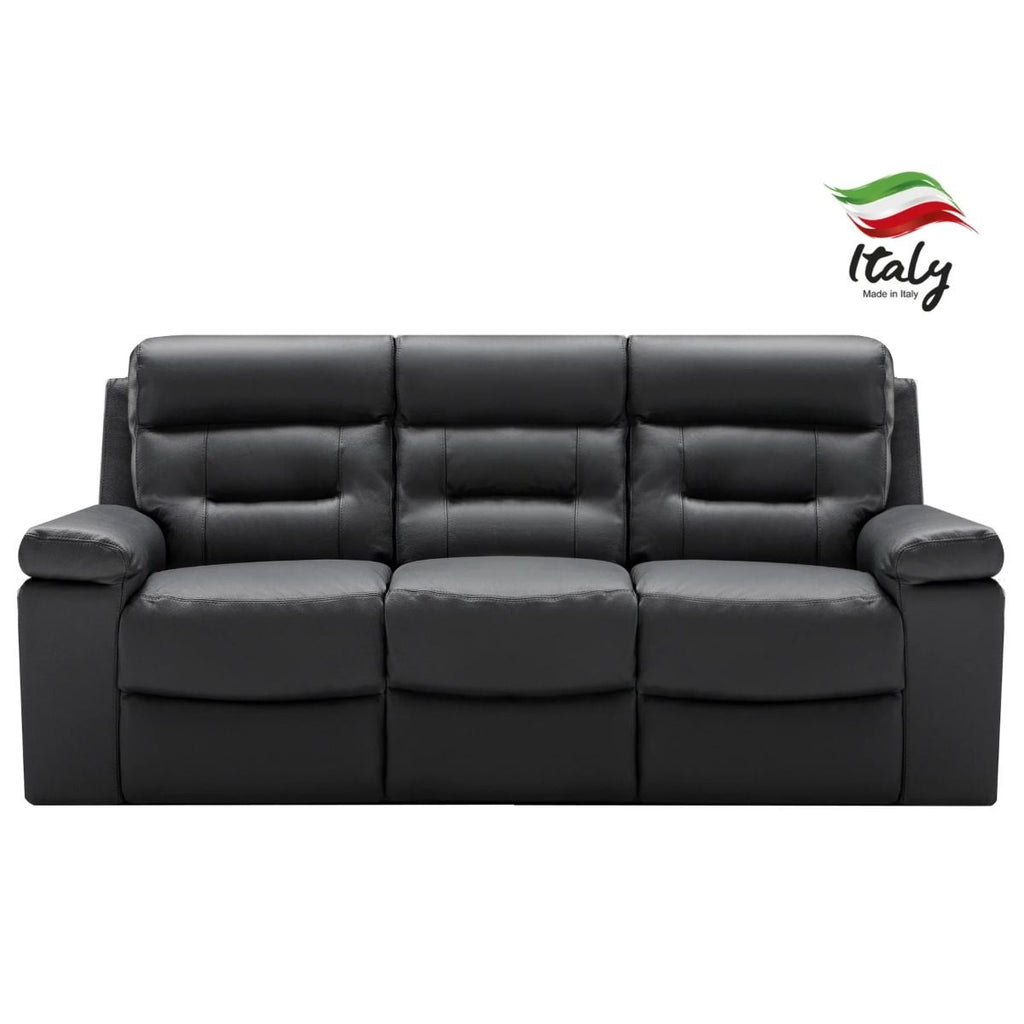 Oakwood Osbourne Italian Grey Full Natural Grain Thick Leather 3 Seater Sofa