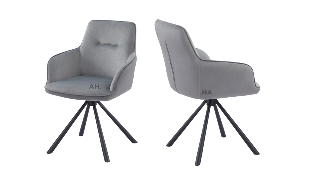 Oakwood Nicole Swivel Dining Chair In Grey French Velvet
