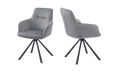 Oakwood Nicole Swivel Dining Chair In Grey French Velvet