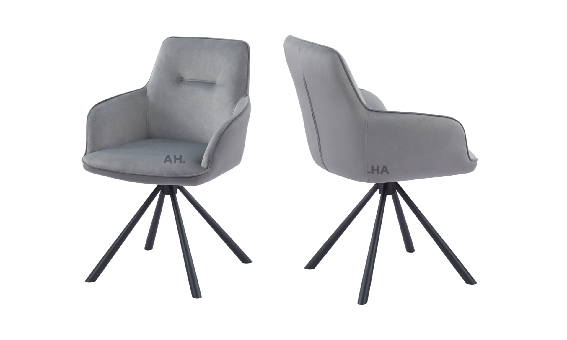 Oakwood Nicole Swivel Dining Chair In Grey French Velvet