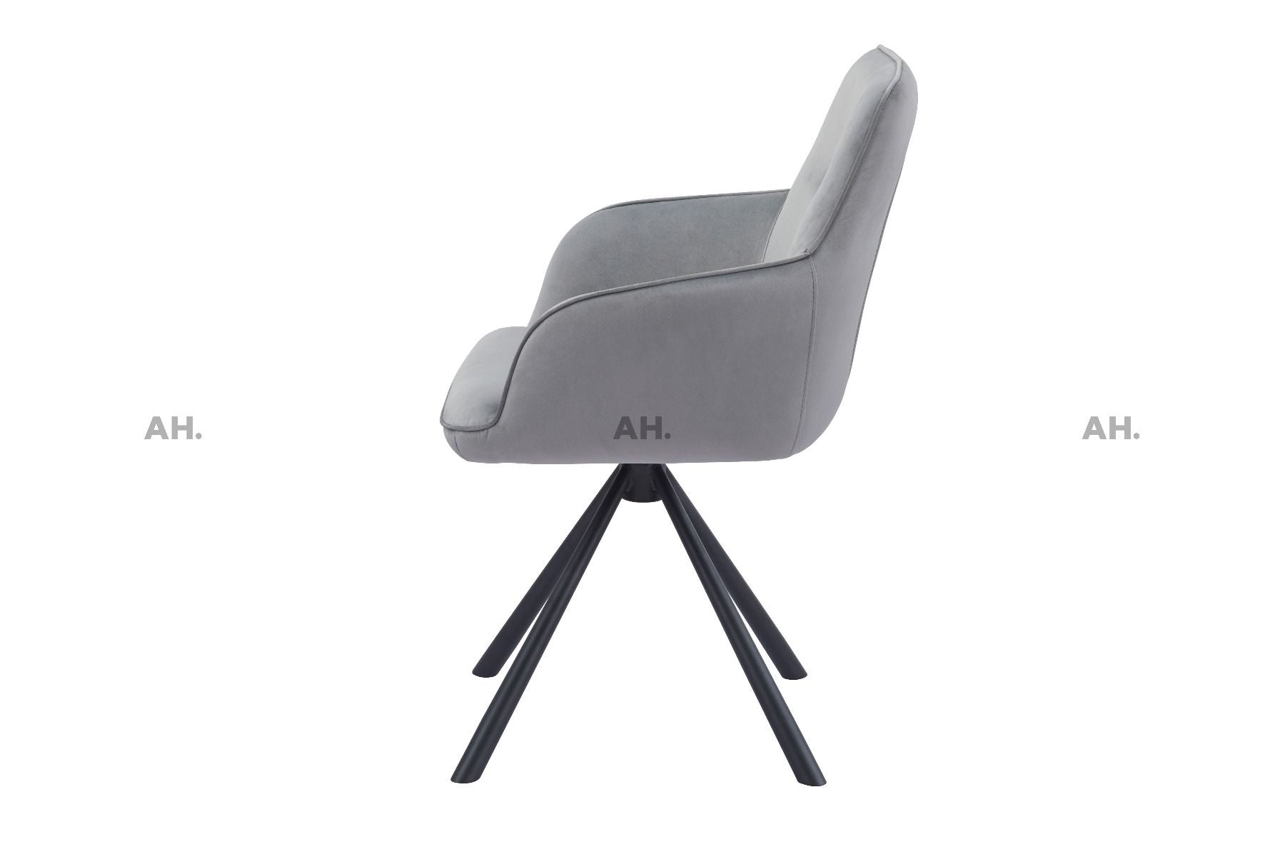 Oakwood Nicole Swivel Dining Chair In Grey French Velvet