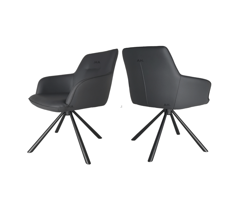 Oakwood Nicole Swivel Dining Chair In Grey French Velvet
