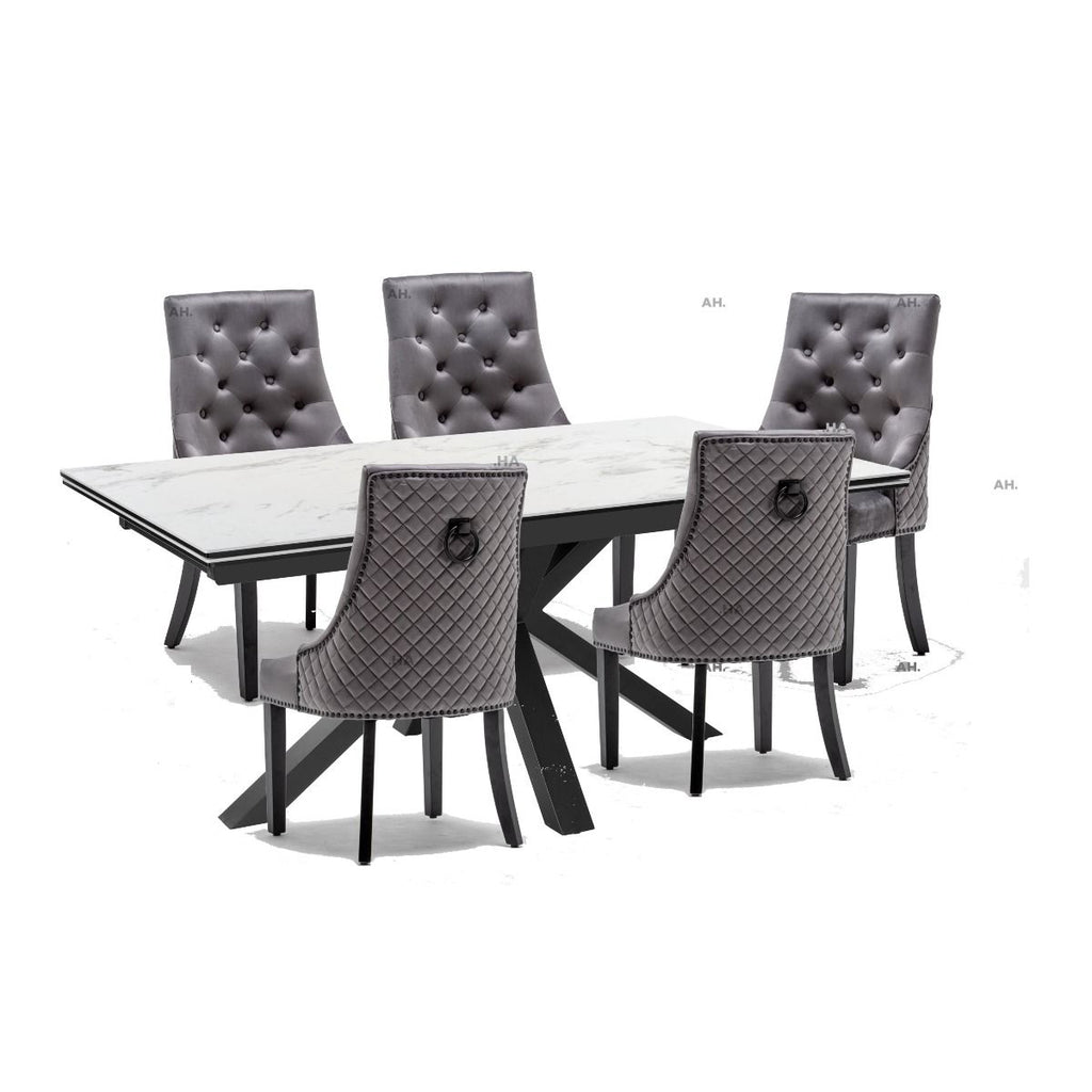 Oakwood Phoenix Ceramic Ext Dining Table With Cambridge Dining Chairs