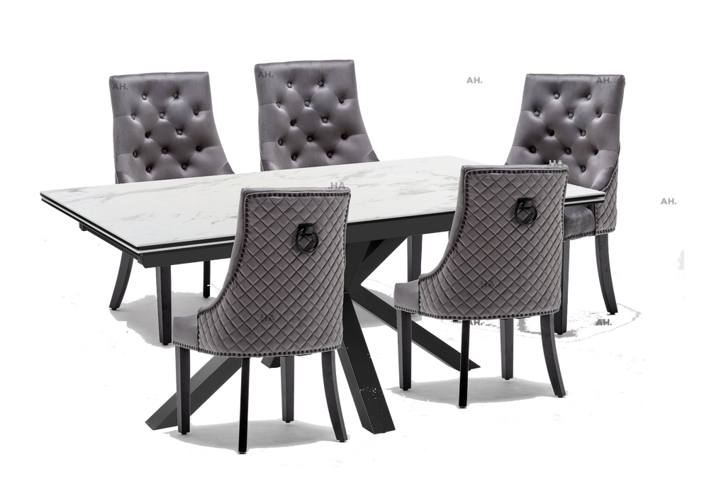 Oakwood Phoenix Ceramic Ext Dining Table With Cambridge Dining Chairs