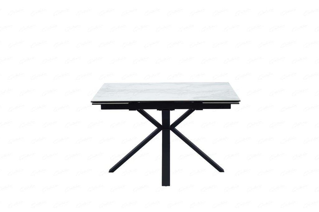 Oakwood Phoenix Small Ceramic White Marble Top Ext Dining Table