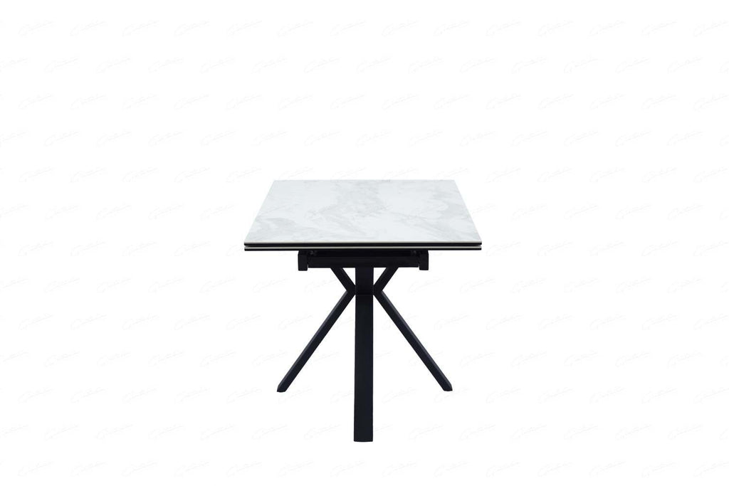 Oakwood Phoenix Small Ceramic White Marble Top Ext Dining Table