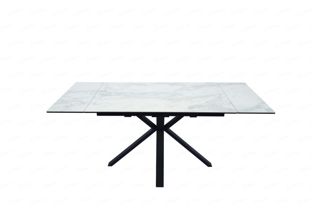 Oakwood Phoenix Small Ceramic White Marble Top Ext Dining Table