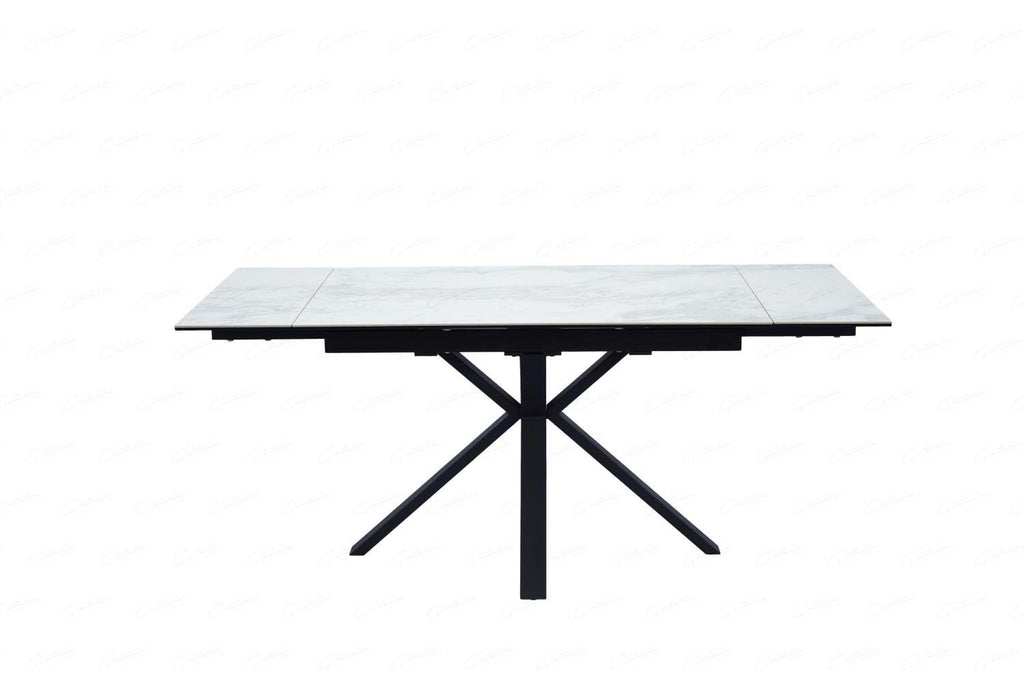 Oakwood Phoenix Small Ceramic White Marble Top Ext Dining Table