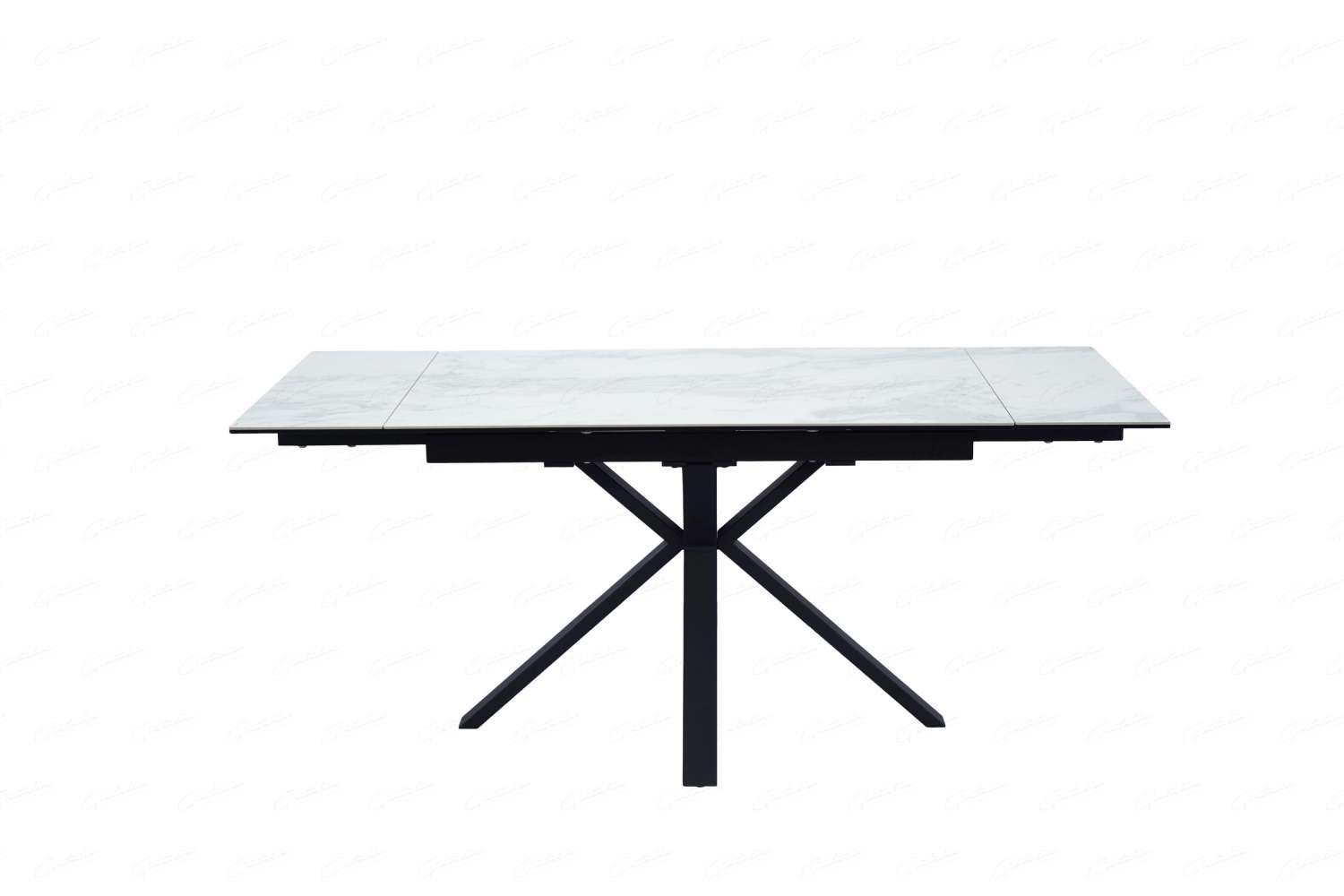 Oakwood Phoenix Small Ceramic White Marble Top Ext Dining Table