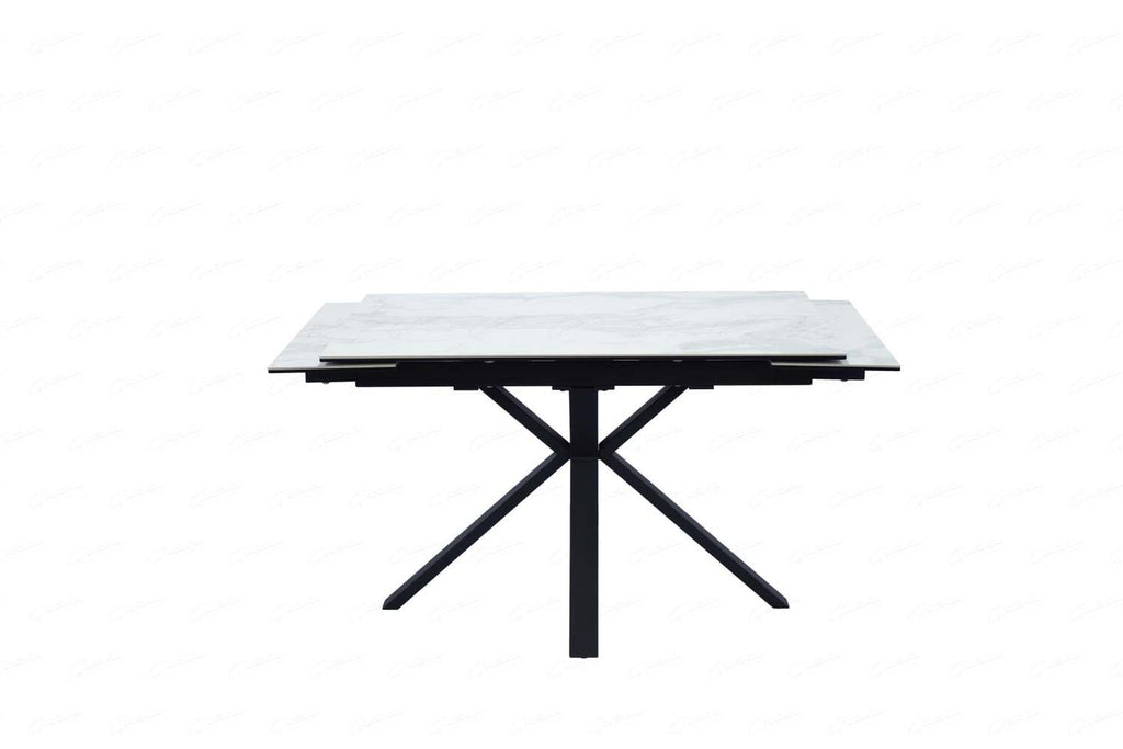 Oakwood Phoenix Small Ceramic White Marble Top Ext Dining Table