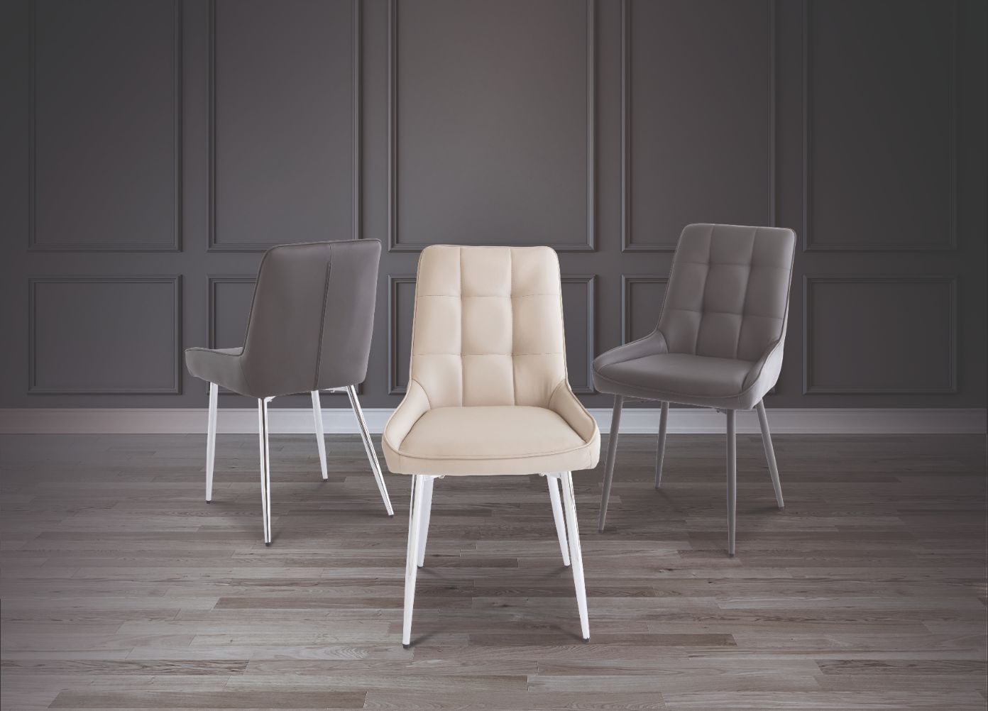 Oakwood 4 x Arch Dining Chairs - Stone