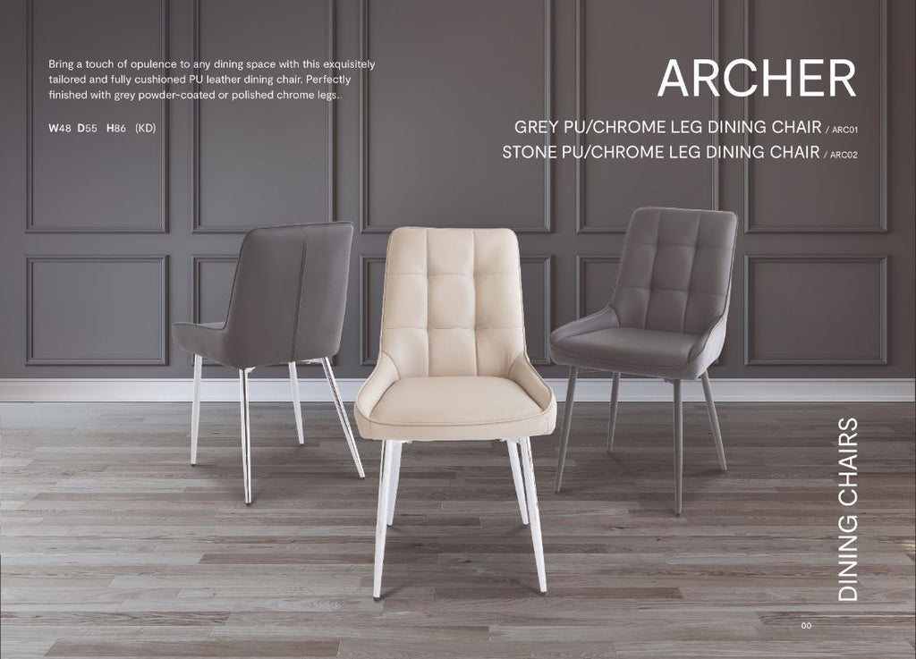 Oakwood 4 x Arch Dining Chairs - Stone