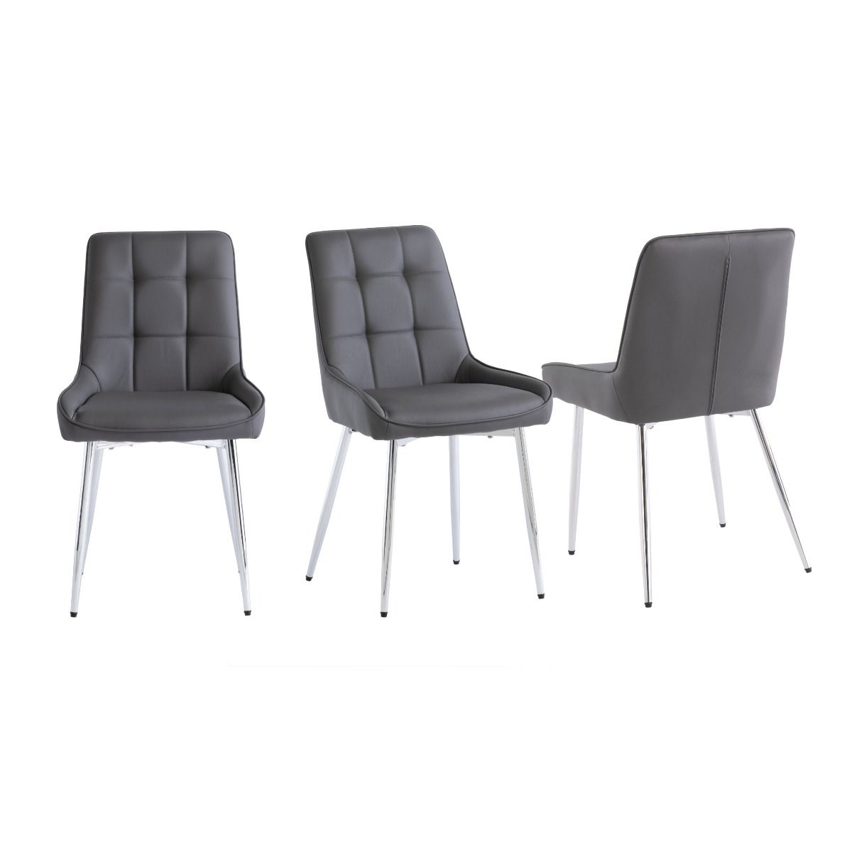 Oakwood Tesana Round Grey Stone Top Dining Table with Arch PU Dining Chairs