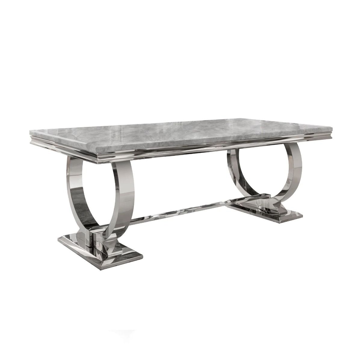 Oakwood Arianna 1.8M Grey Marble Dining Table With Shimmer Knockerback Chairs