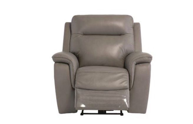 Oakwood Ancona Grey Leather Electric Recliner Sofa