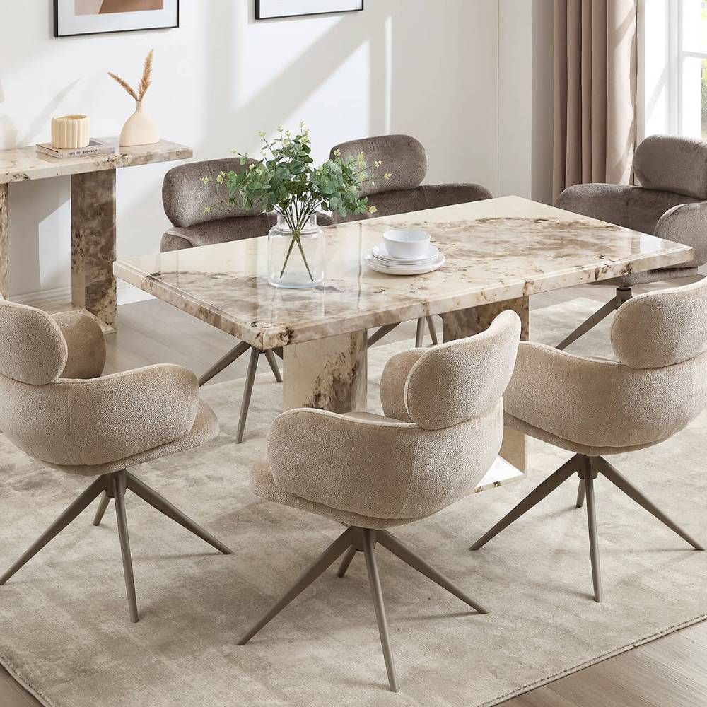 Oakwood Artemis 1.6m Marble Dining  Table Set