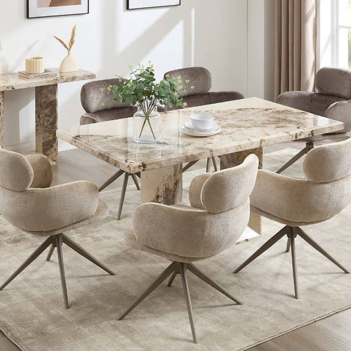 Oakwood Artemis 2.0m Marble Dining  Table Set