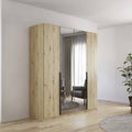 Oakwood Rauch Skyla Artisan Oak 4 Hinged Doors Wardrobe with Grey Mirror Front