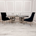 Oakwood Sorrento Black Marble Top Dining Table Set