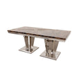 Oakwood Sorrento 1.8m Polished Steel & Brown and Black Marble Top Dining Table