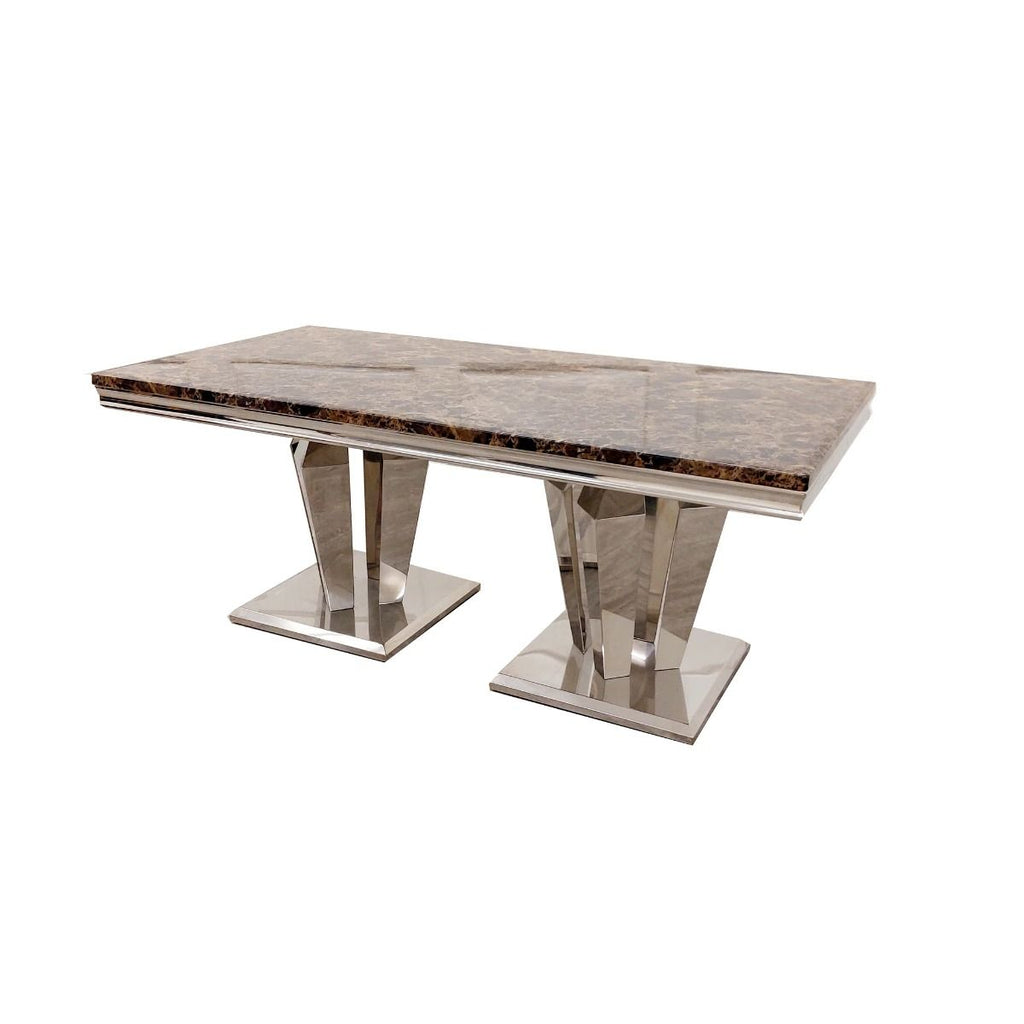 Oakwood Sorrento Black and Brown Marble Top Dining Table Set