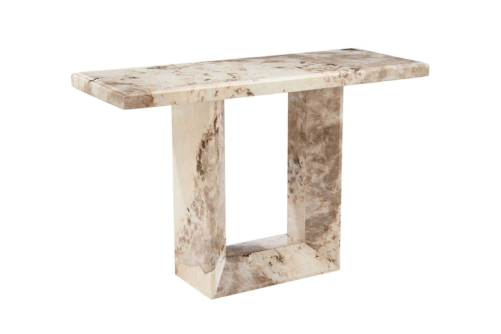 Oakwood Artemis Marble Console Table Mottled Mocha