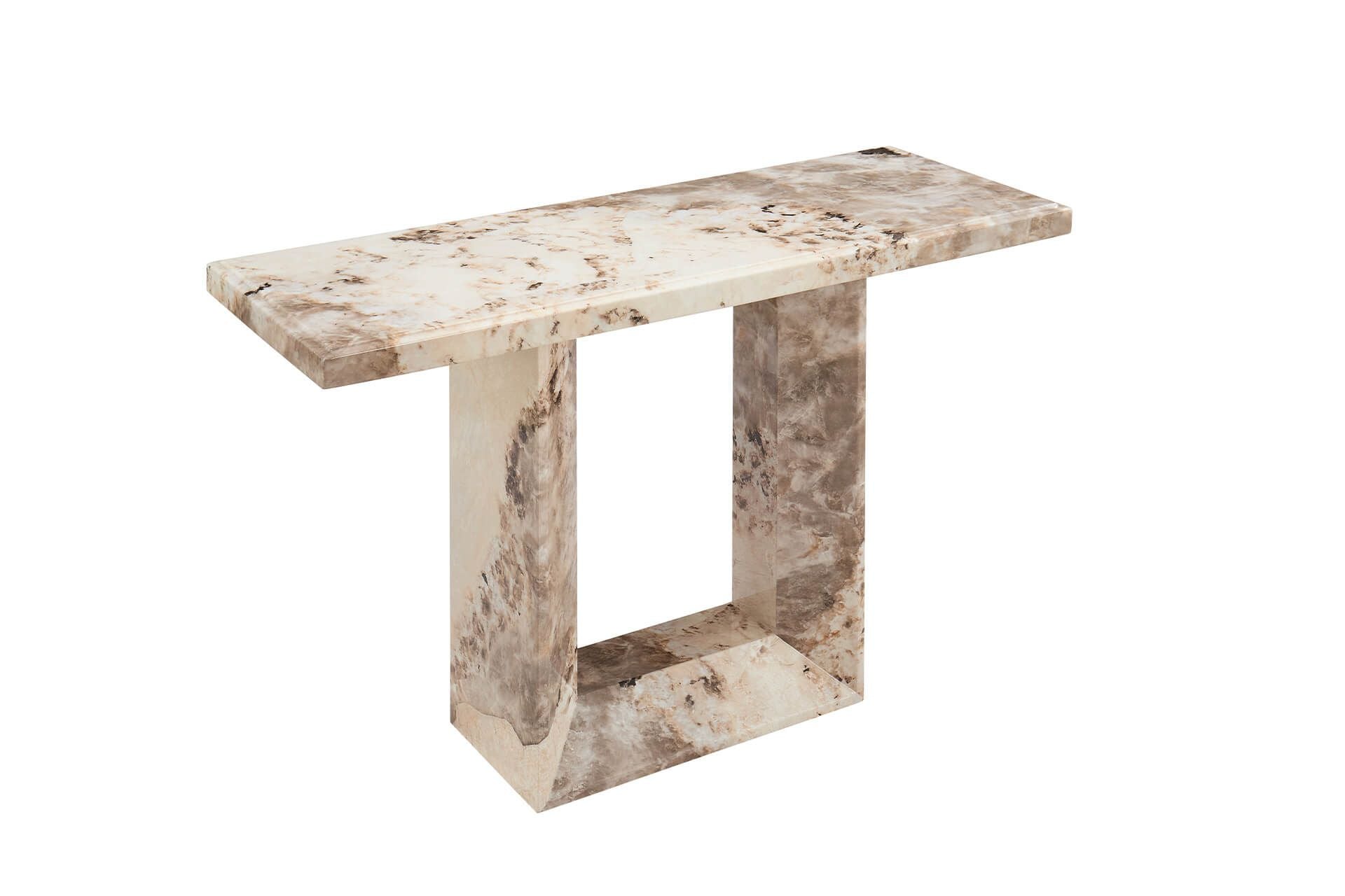 Oakwood Artemis Marble Console Table Mottled Mocha