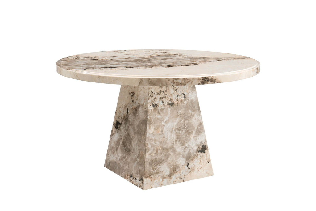 Oakwood Artemis Round Marble Dining Table Mottled Mocha