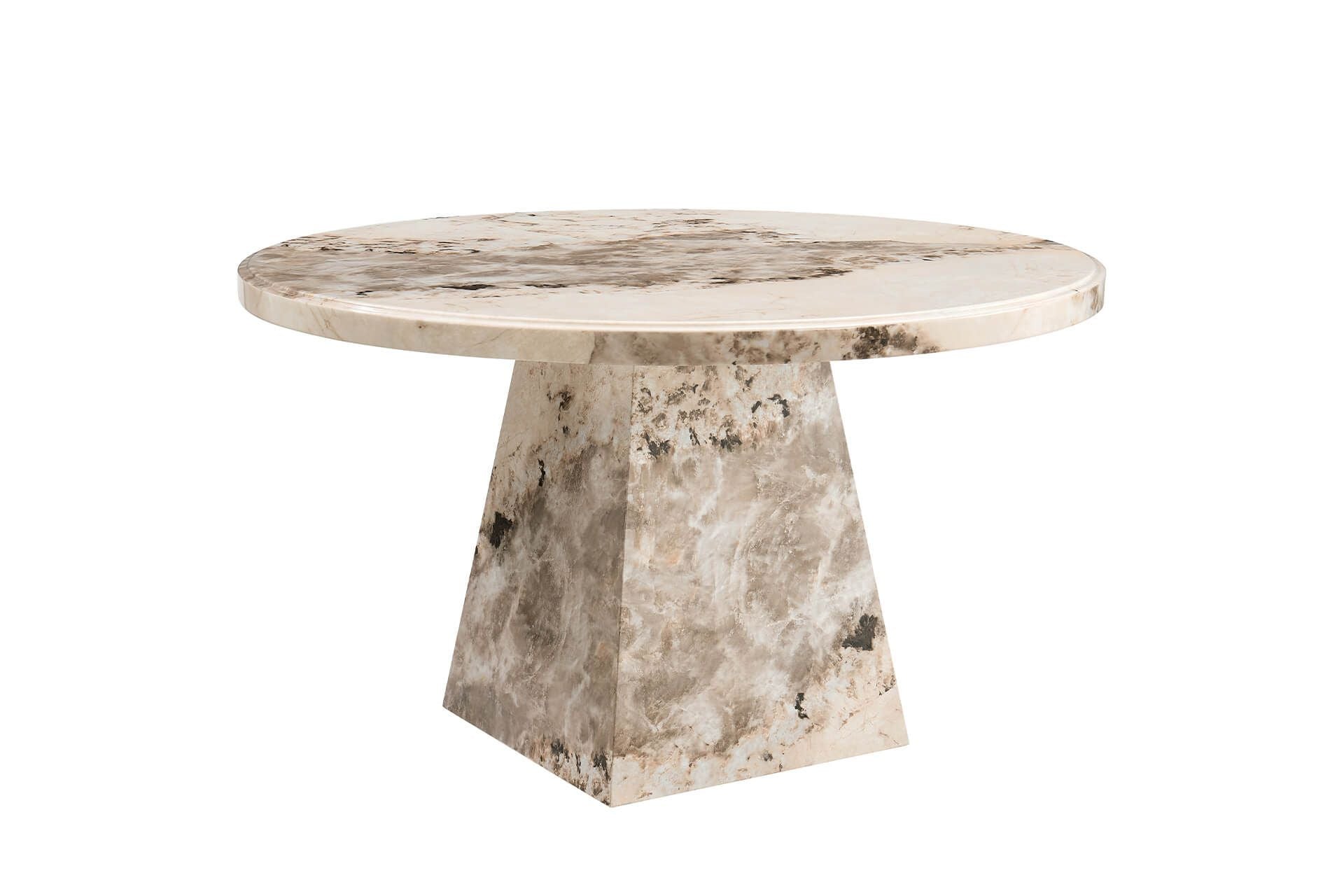Oakwood Artemis Round Marble Dining Table Mottled Mocha