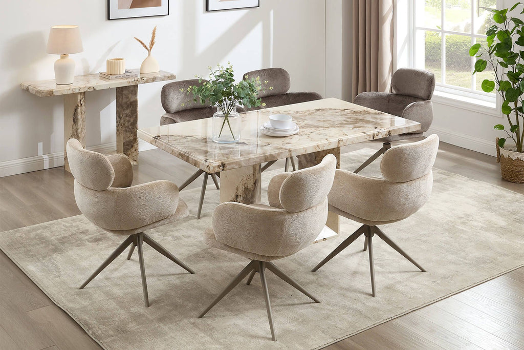 Oakwood Artemis Marble Dining Table 1.6m Mottled Mocha