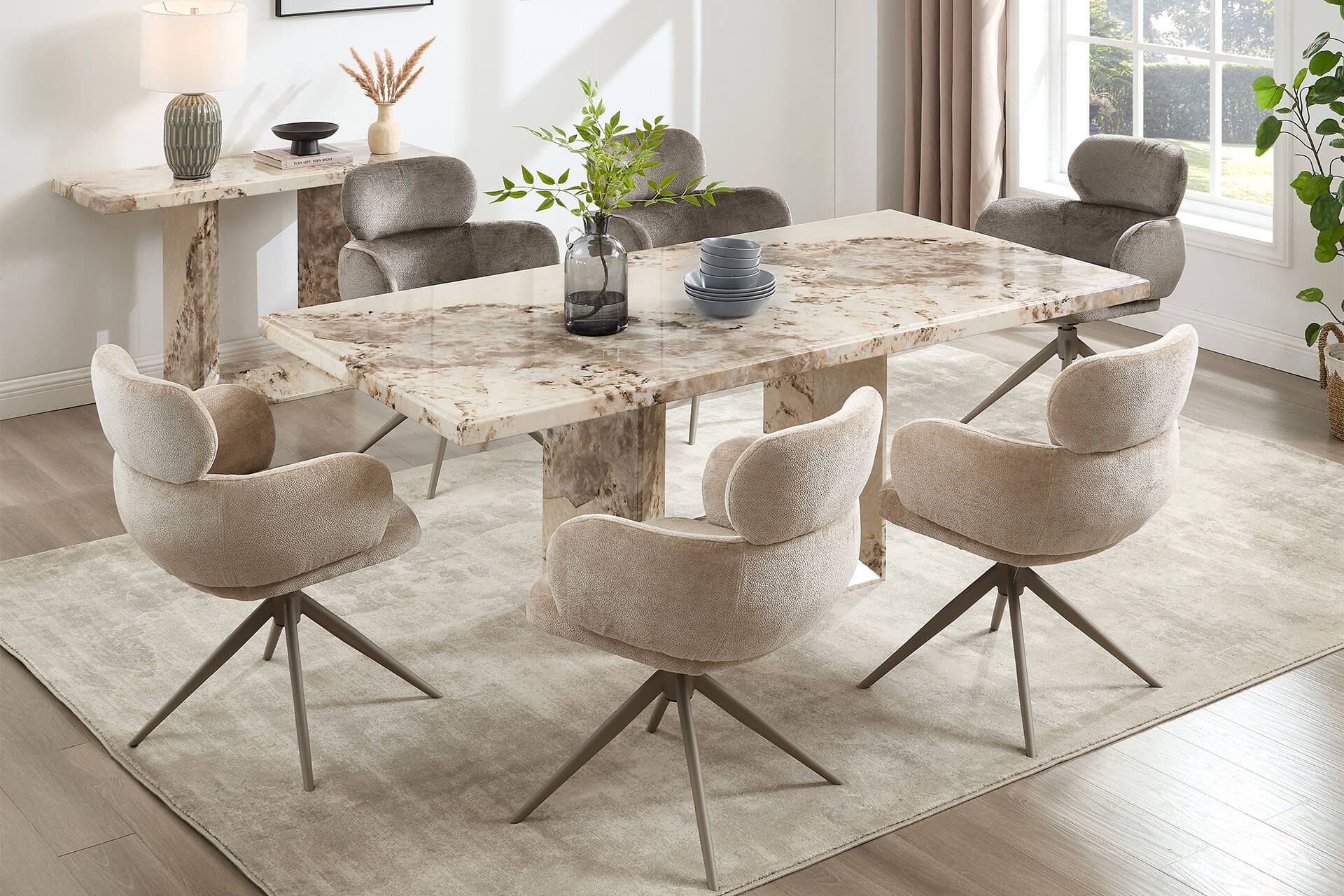 Oakwood Artemis Marble Dining Table 2.0m Mottled Mocha
