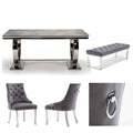 Oakwood Arianna 1.8M Grey Marble Dining Table With Dining Chairs