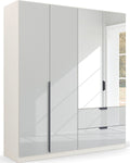 Oakwood Rauch White Glass With Mirror Modern Quadra Spin 4 Door Combi 181CM Wardrobe