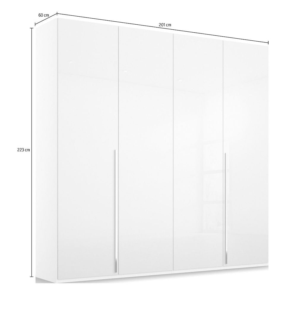 Oakwood Rauch Montclar 4 Door Hinged High Gloss White Wardrobe with Premium Interior