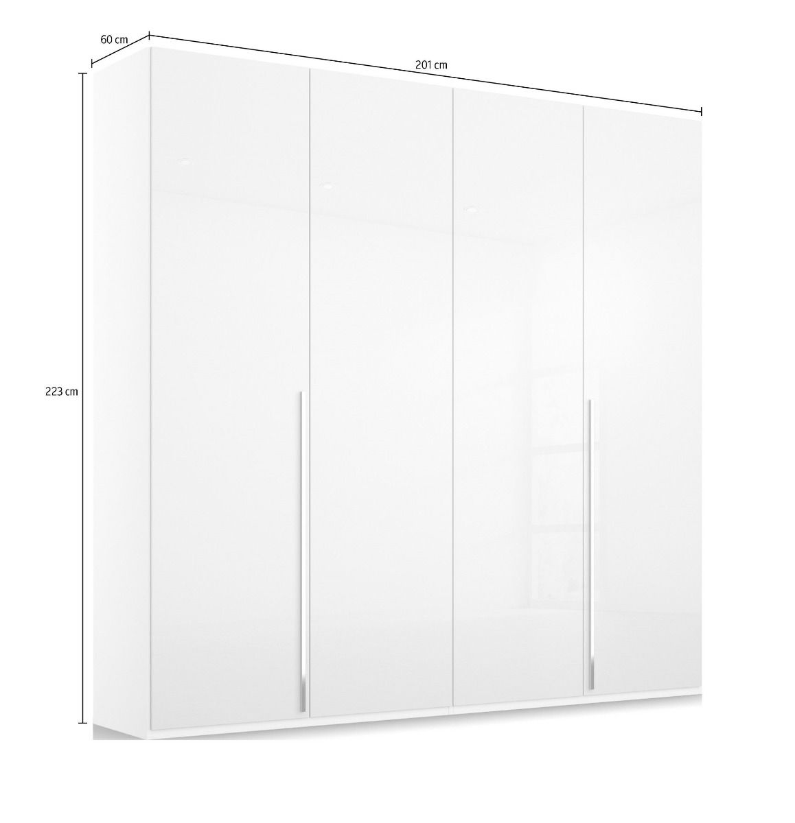 Oakwood Rauch Montclar 4 Door Hinged High Gloss White Wardrobe with Premium Interior