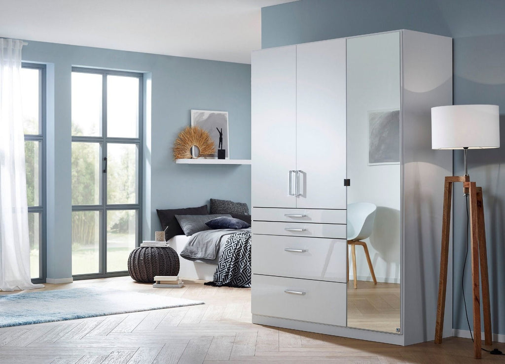 Oakwood Homburg Metallic Grey High Gloss White 3 Door Combi Wardrobe
