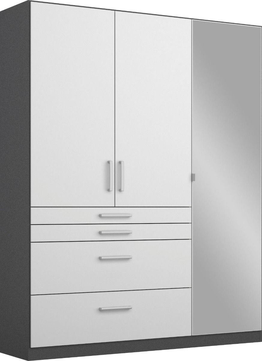 Oakwood Homburg Metallic Grey High Gloss White 3 Door Combi Wardrobe