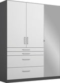Oakwood Homburg Metallic Grey High Gloss White 3 Door Combi Wardrobe