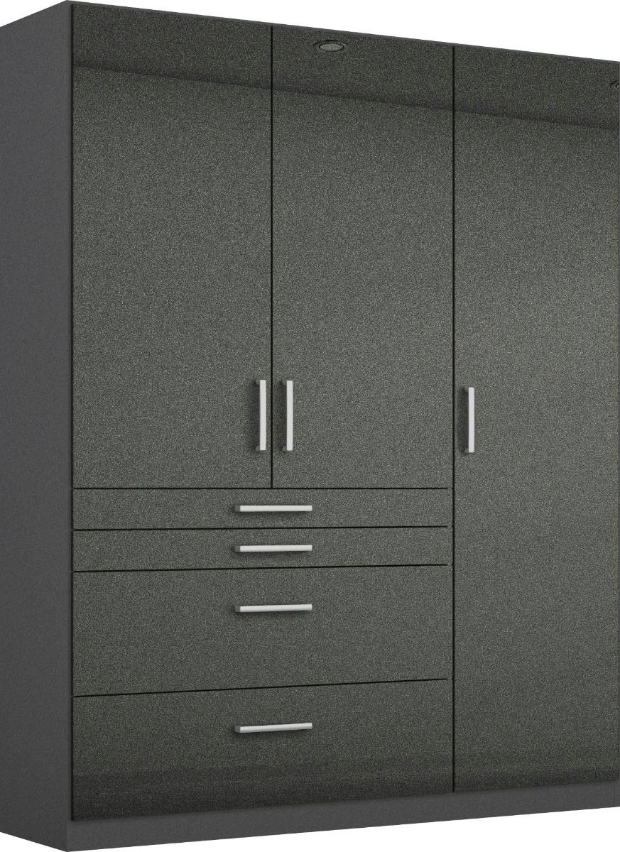 Oakwood Rauch Homburg High Gloss Grey Effect 3 Door Combi Wardrobe