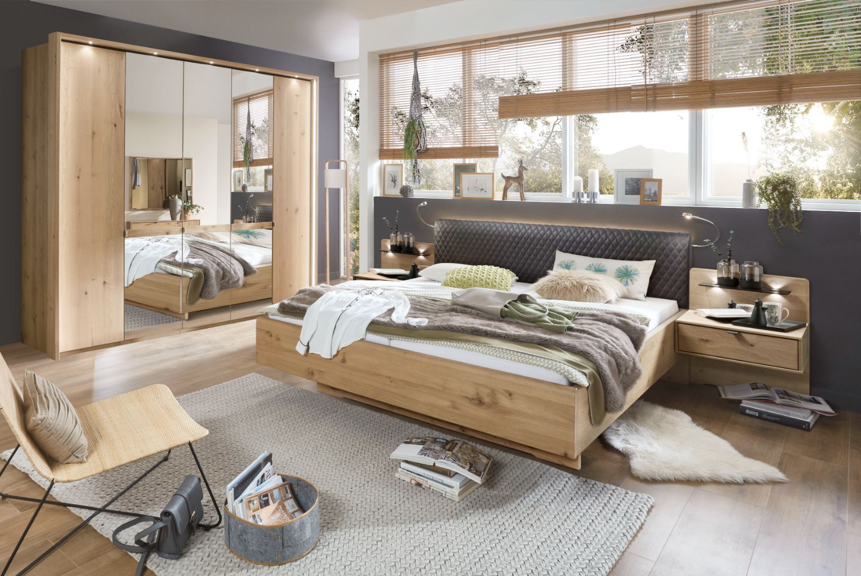 Oakwood Wiemann Bari Semi Solid Bianco oak Hinged Door Wardrobe